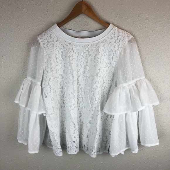 Kenzie White Blouse Top Size M - Picture 1 of 6